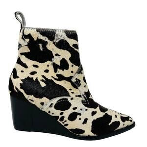 Matisse Cowhide Wedge Heel Ankle Boots Side Zip - 6.5